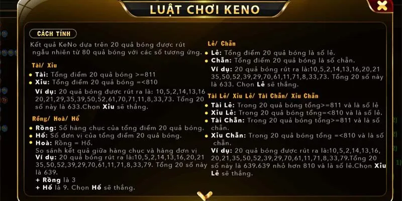 Tìm hiểu luật chơi Keno Go88 mới nhất năm 2024