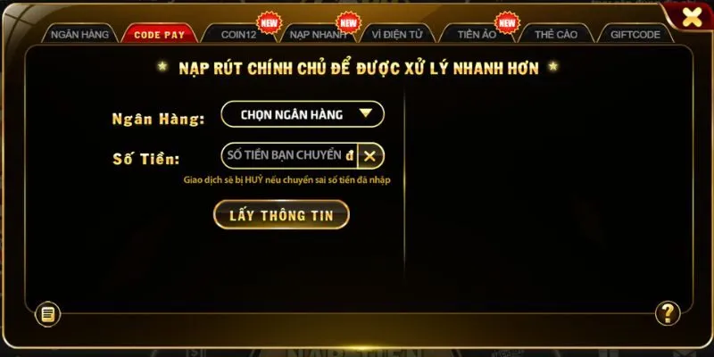 Nạp tiền vào Go88 siêu nhanh thông qua Code Pay chưa bao giờ dễ đến thế